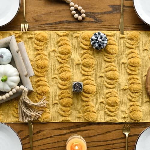 Artoid Mode Ginger Soft Faux Fur Pumpkins Fall Table Runner 13x72 Inch