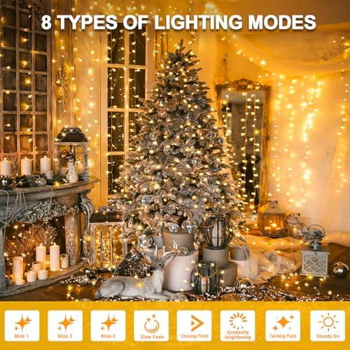 Outside LEDs Warm White LED String Lights – 70FT Transparent Wire, Waterproof & Connectable Christmas Tree Lights for Indoor Outdoor Holiday Décor