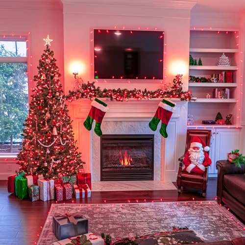 JMEXSUSS 400 LED Red Christmas Lights, 132ft String Lights Plug in