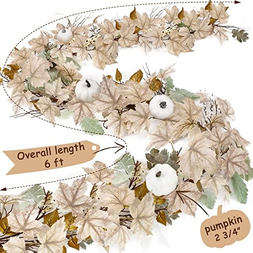 Fall Decorations for Home - 2 Pack 6Ft Autumn Maples Pumpkin Berry Garlands