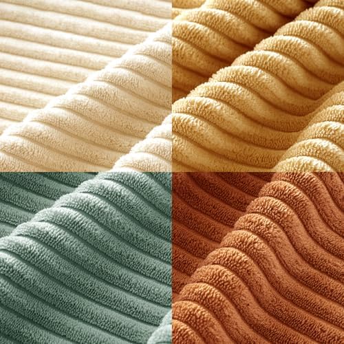 MIULEE Soft Corduroy Decorative Throw Pillow Covers Orange Teal 18x18
