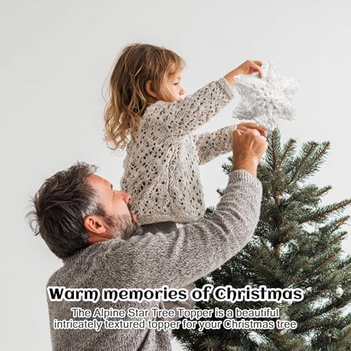Syhood 10 Inch Snowflake Christmas Tree Topper, Crochet Snowflake Decor
