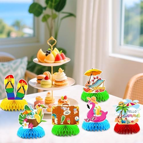 Summer Party Table Decoration, 10Pcs Hawaii Honeycomb Centerpieces