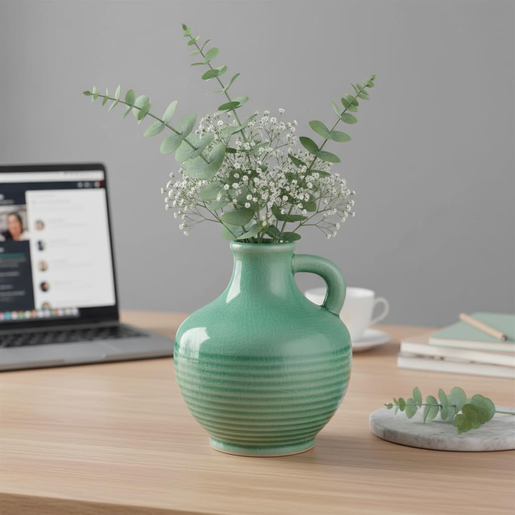 Green Ceramic Vase / 6 Inch / Mint Green - 6