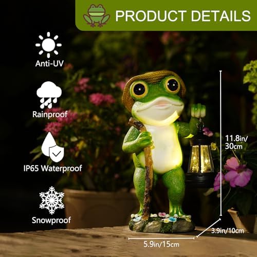 twinbling Solar Frog Garden Decor with Lantern Frog Statue