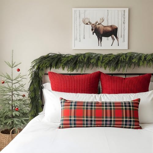 N&T NIETING 9FT Christmas Norfolk Pine Garland Real Touch Pine Artificial Garlands Faux Greenery Garland Winter Christmas Garland for Table Mantle Fireplace Indoor Outdoor Xmas Decorations (6 Pcs)