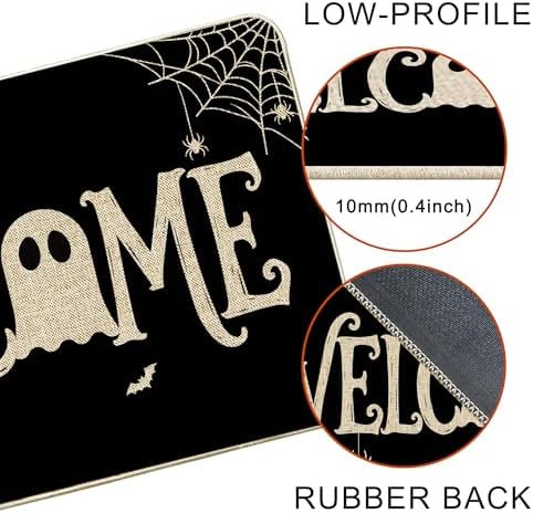 Hexagram Halloween Door Mat 17x29 Inch, Ghost Welcome Doormat