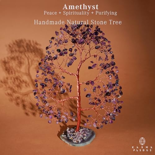 Crystal Tree of Life Birthday Gifts for Women, Men, Frineds, Handmade Amethyst Chakra Tree for Home, Room, Office
