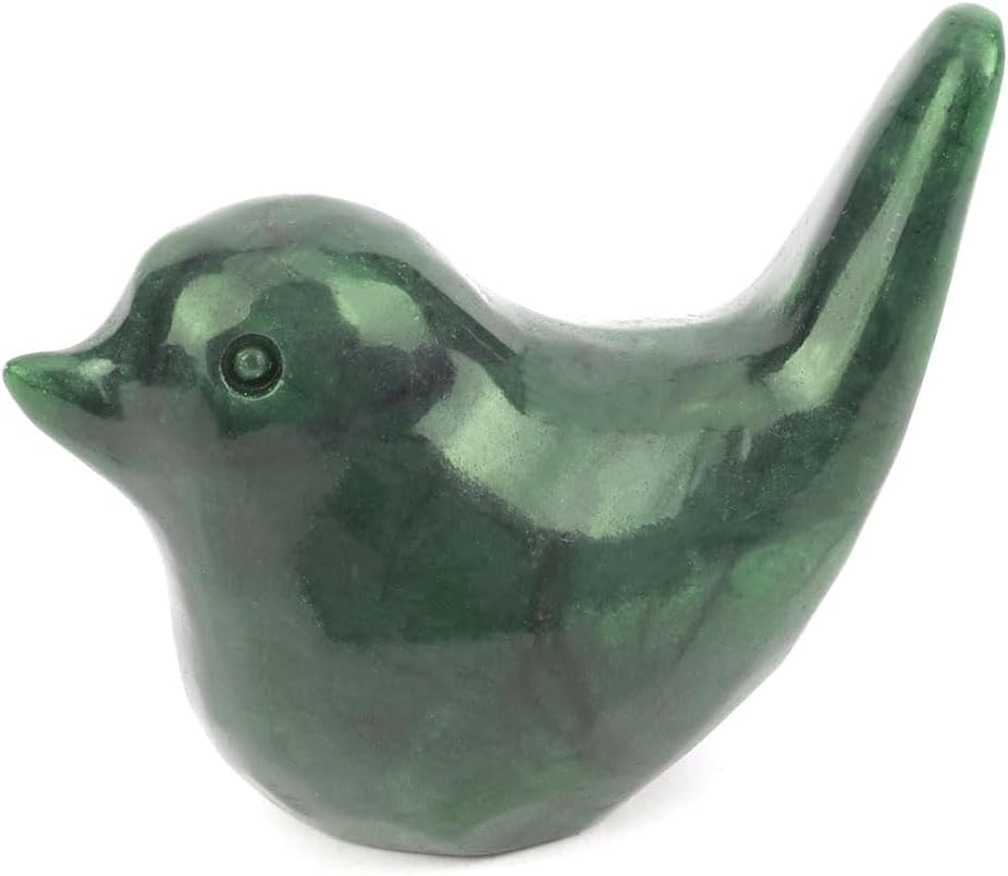 Natural Hand Carved Jade Figurine for Modern Home Decor / Jade Bird / Green