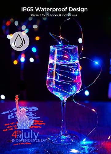 Brightown 4th of July Decor Patriotic Fairy Lights Battery Operated