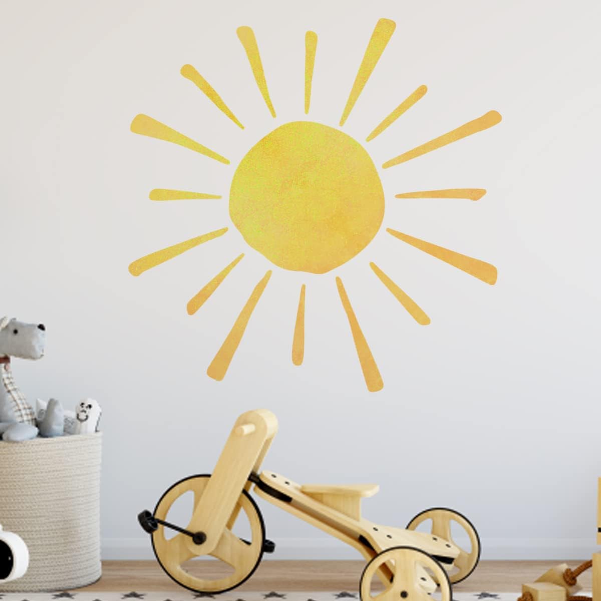 Watercolor Boho Sun Wall Decals Peel and Stick / Boho Sun-3 / Yellow / 35.4 x 35.4