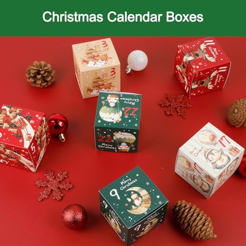ONESING DIY 2026 Christmas Advent Calendar Boxes - 24 Days Countdown Calendar Gift for Adults and Kids Christmas Colorful Cardboard Number Boxes Make & Fill Your Own Advent Calendar Boxes-24 Pcs