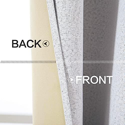 MIULEE 100% Blackout Linen Curtains for Bedroom 52x96 Inches Grayish White