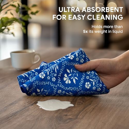 RECYCO Waffle Kitchen Towel Set of 2 - Quick Dry Microfiber Sustainable Dish Towels - Ultra Absorbent Reusable Cleaning Tea Towels - Lightweight Hand Towels,16”x 28”, Coastal Bliss