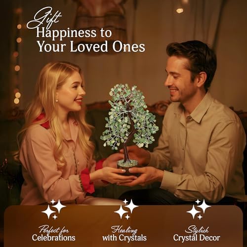 YATSKIA Green Jade Crystal Tree | Feng Shui Tree | Crystal Gifts | Home Decor Gifts for Women | Natural Stone Tree