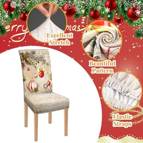 Moukeren 6 Pcs Christmas Chair Covers Vintage Dining Chair Slipcovers