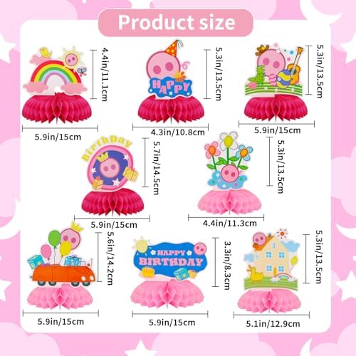 TONIFUL Happy Birthday Pink Themed Pig Table Honeycomb Centerpieces