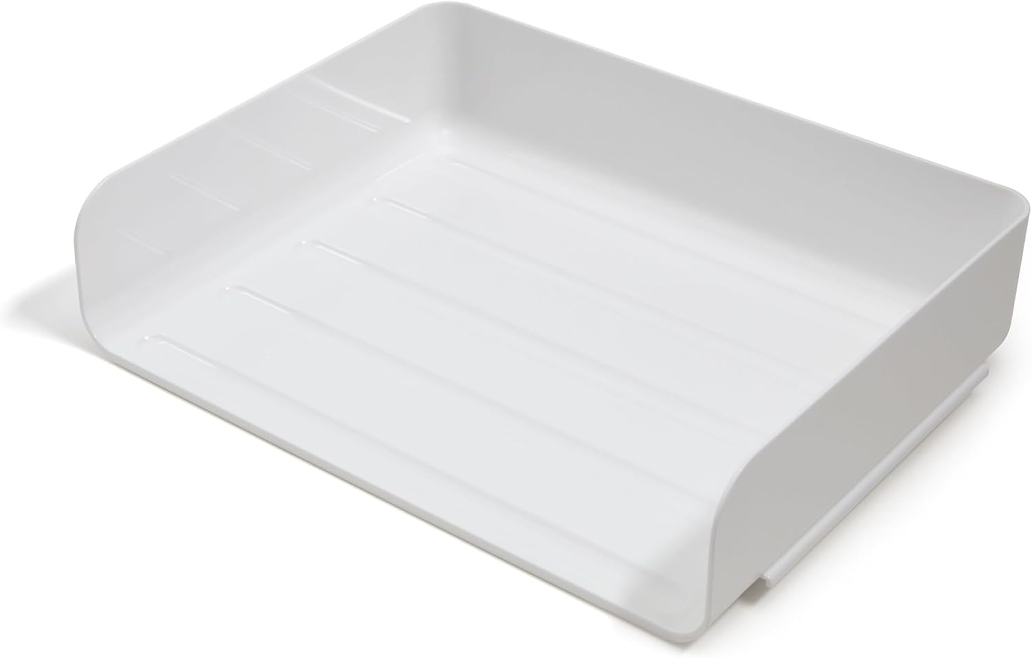 TRU RED Side-Load Stackable Letter Tray, Plastic, White, 12/Carton | High-volume desktop organizer for paper and