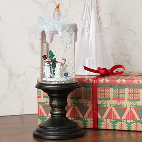 Eldnacele Snowman Christmas Snow Globe Flameless Candle Battery Operated
