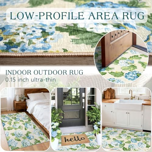 Floral Outdoor Rug - 28"x43" Front Door Mat Indoor Outside Entrance