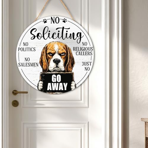 Beagle Dog Gifts No Soliciting Sign for House Front Door, Don't Knock or Ring Doorbell Sign for Dog Lover