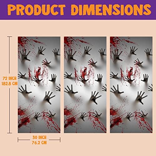 JOYIN 3 Pcs 30”x72” Door Covers Halloween Decorations Indoor, Haunted House Stickers Party Supplies Favors Home Decor Garage Window Wall Zombie Hands
