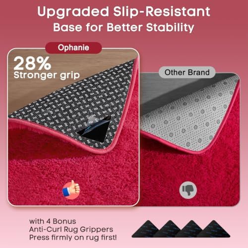 Ophanie Red Rugs for Bedroom Living Room, Fluffy Fuzzy Furry Carpet, Plush Soft Shaggy Bedside Indoor Floor 4x6 Area