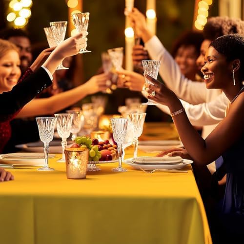 6 Pack Premium Disposable Plastic Tablecloth 54" x 108" Party Table Cloths Disposable for 6 to 8 Foot Tables Indoor or Outdoor Parties Birthdays Weddings Christmas Anniversary Buffet Table (Yellow)