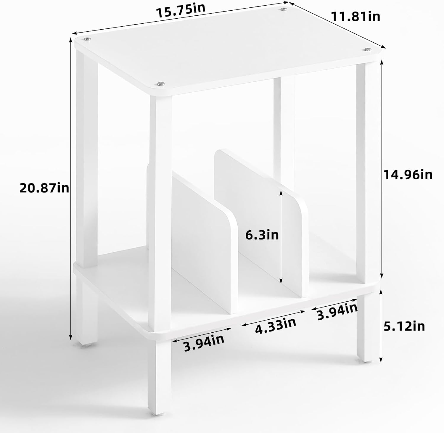 2-Tier Record Player Stand for Vinyl Records Storage End Table | Small Vinyl Record Holder Storage up to 100 Albums