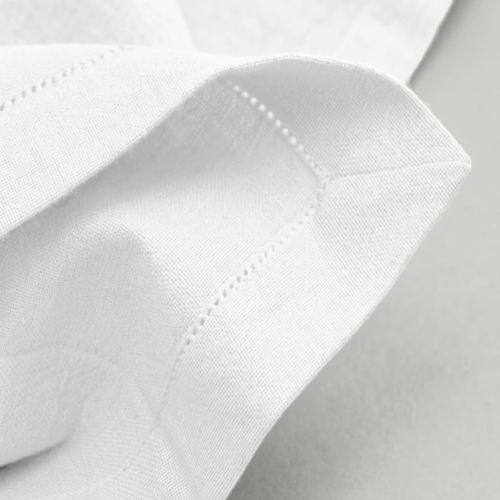 Plisa White Cotton Cloth Dinner Napkins Set of 12, 18x18 Inch | Hemstitched 100% Cotton Fabric Napkins - Soft &