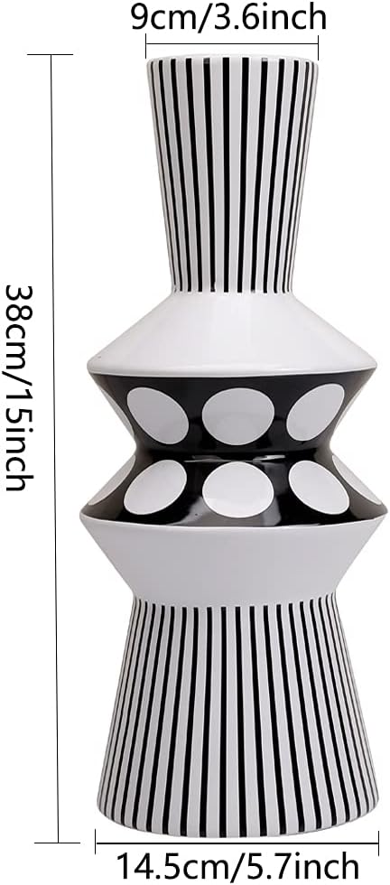 Flower vase Large and White Striped Geometric Ceramic Vase -Modern Vase Decoration. Home / Black