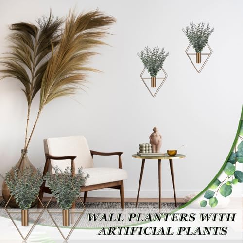 Jexine 4 Pcs Hanging Artificial Planters Wall Decor, Antique, Eucalyptus