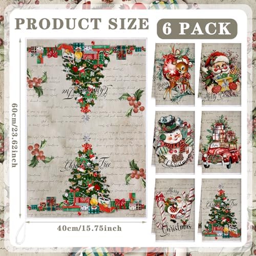 Bencailor 6 Pcs Christmas Kitchen Towel, Gray, Santa Claus