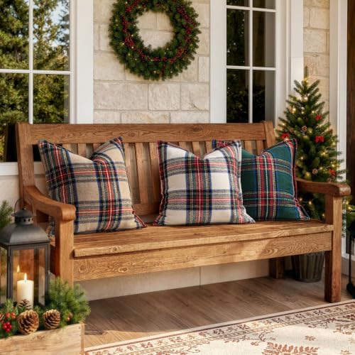 MIULEE Christmas Plaid Pillow Covers 18x18 White Christmas Decorations for Home