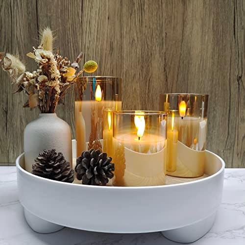Tyawon Glass Battery Operated LED Flameless Candles with Remote and Timer, Real Wax Candles Warm Color Flickering Light