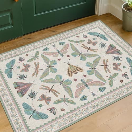 Hazo Haus Washable Boho Bathroom Rug 2x3, Small Throw Rugs for Kitchen, Powder Room, Front Door Indoor Entrance, Non