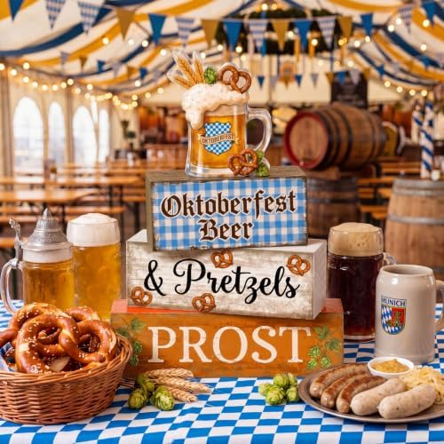 Colingmill 4 Pcs Oktoberfest Table Decorations Wooden Beer Sign