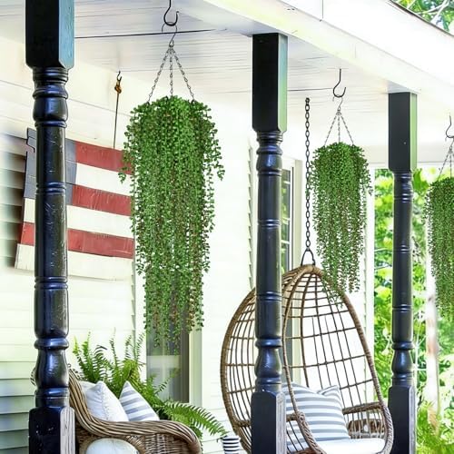 Waipfaru 4Pcs Artificial Hanging Plants for Outdoors, Fake Vines Greenery
