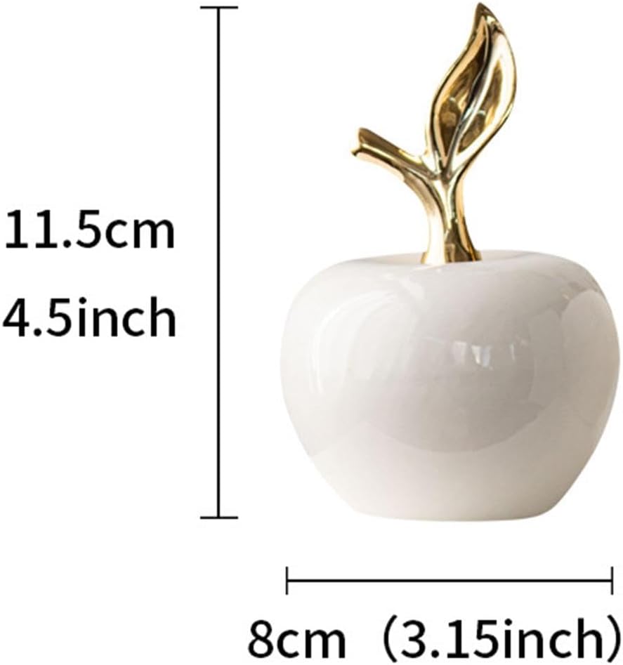 Statue Ceramic Figurine Gifts Collection Tabletop Fruit Sculpture Ornament / Small / White