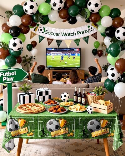 Pureegg Soccer Party Decorations 2026 Plastic Tablecloth
