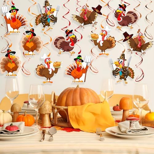 Thanksgiving Turkey Hanging Swirls, 30 Pcs