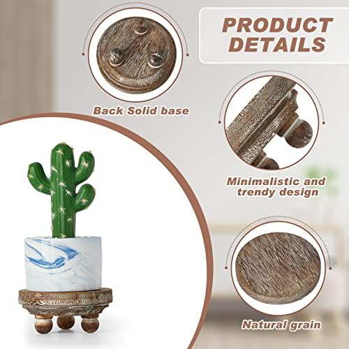 Mini Wood Risers for Decor Round Wooden Riser Small Wooden Stool Display Stand / Brown / Set of 2