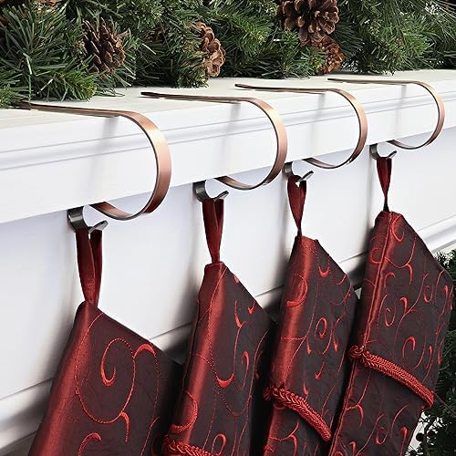 Haute Decor The Original MantleClip® Stocking Holder 4 Pack - Hang Christmas Stockings Safely and Securely from Mantels Up to 3 Inches Thick