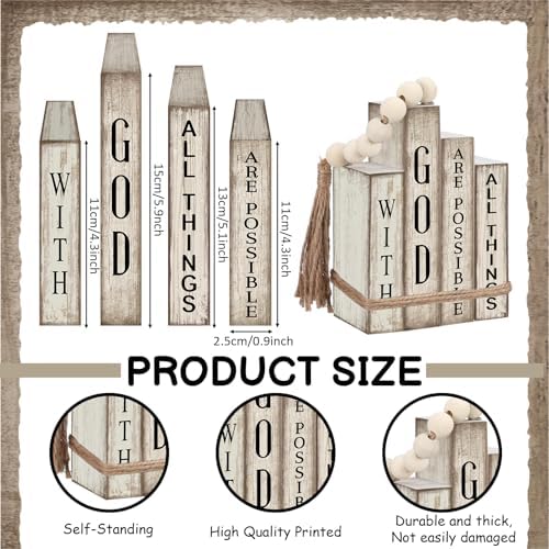 Lineshading 4 Pcs Christian Table Decor Wooden Book God All Things Possible