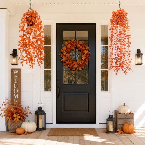 Der Rose 2Pcs Fake Fall Hanging Plants for Home Bathroom Wall Outdoor