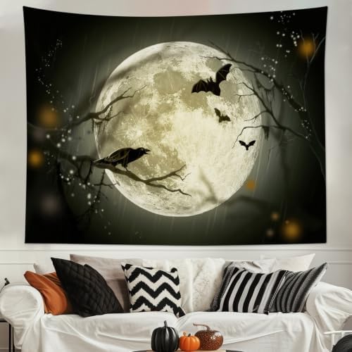 LB Halloween Full Moon Tapestry Wall Hanging, 60x40 Inches