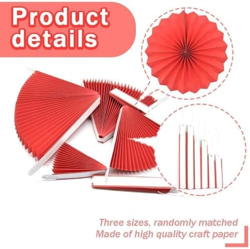 JEYE Black Hanging Paper Fans Party Decoration Set Wall Background Ceiling Hanging Decor for Birthday Graduation Halloween Party, Mix Set of 6pcs