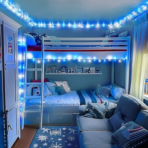 JMEXSUSS Blue and White String Lights Indoor, 200 LED Classroom Lights