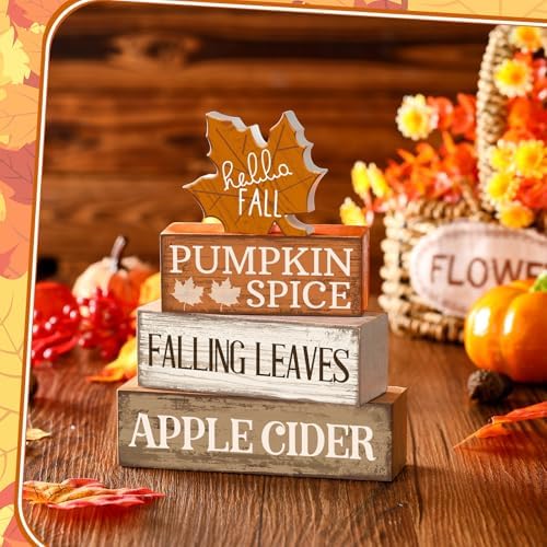 Moucuny 4 Pcs Fall Decor Wooden Maple Leaf Decoration Thanksgiving Decor