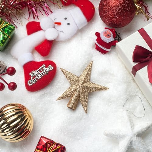 SUNEZLGO Mini Christmas Tree Topper, 3.35 Inch Small Star Treetop, Small Christmas Tree Top, Mini Christmas Tree Ornaments, Ornaments for Tree, Tree Star for Xmas Holiday Party Home Decoration